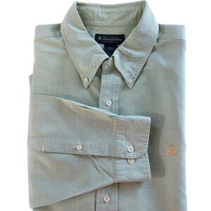 Brooks Brothers Established Button Down Shirt  XL Cotton Long Sleeve Green  Mens